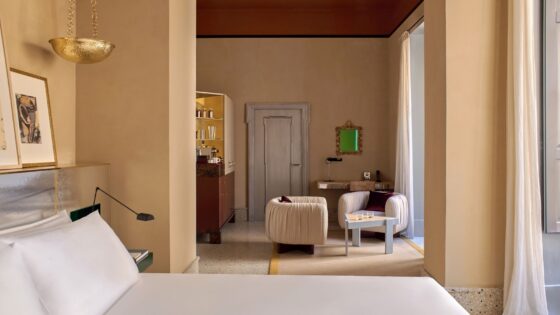 inside the guestroom at Experimental Roma - rome