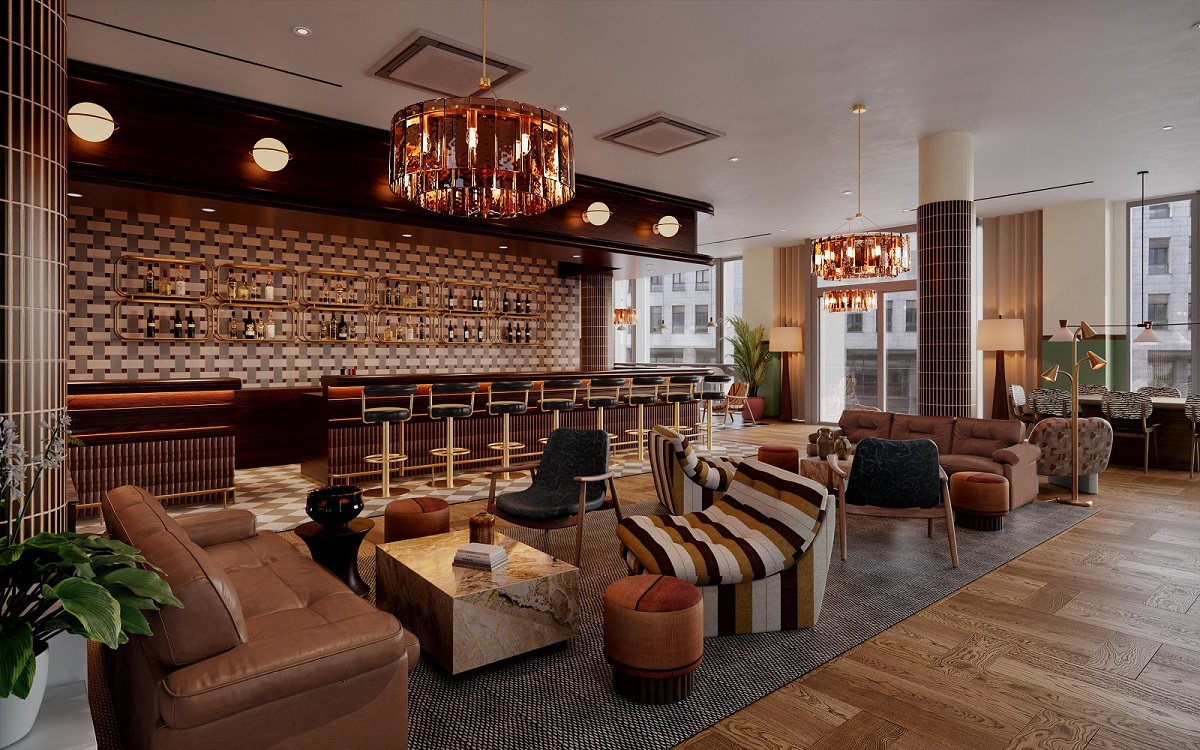 lobby and bar in The Hoxton Hamburg