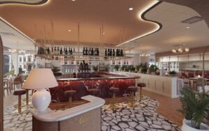 hotel restaurant with curved ceiling feature in The Hoxton Hamburg