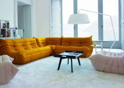 Ligne Roset Togo settee in mustard colourway