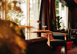 Noble Lounge in Dexter hotel - chair, table and window detail