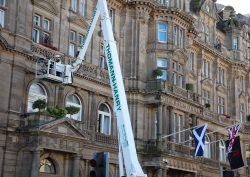 Thomann-Hanry conducting the façade survey for the Category B listed hotel, The Balmoral in Edinburgh