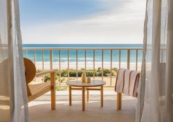 beach view from guestroom balcony at Trailborn Surf & Sound