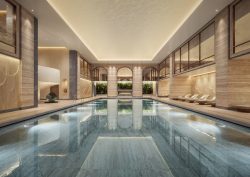 swimming pool and spa in the OWO in London supported by Schlüter-Systems products