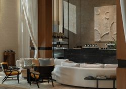 s-shaped sofa and textured surfaces in Banyan Tree by BLINK