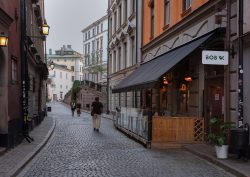 street view and sign of Bob W Stockholm property in historic Gamla Stan