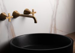 the Bristol collection by Bagno brings mid-century charm into the contemporary bathroom