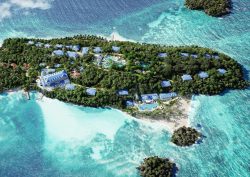 aerial view of the Cayo Levantado island and resort