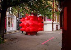 inflatable telephone booth at Clerkenwell design week by artist Steve Messam