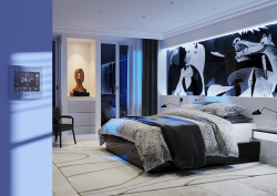 hotel room with Zennio panel for Guest Room Management System