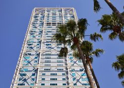 looking up at facade of Hotel Arts Barcelona