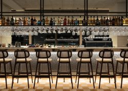 row of chairs in front of lobby bar in Ruby Lilou France
