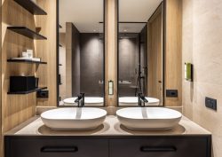 Double basin and vanity from RAK in guest bathroom at Gardea Soulfamily Resort