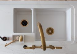 handcrafted fire clay sink from Shaws and House of Rohl