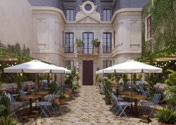 entrance and courtyard to edyn hotel Locke Paris