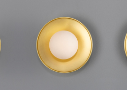 Aosta Brass Disc Bathroom Wall Light with Glass Globe 16.2cm
