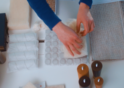 Mattress materials being assembled by hand in the Hypnos factory
