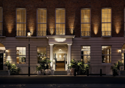 Georgian exterior of the Montcalm Mayfair, at night