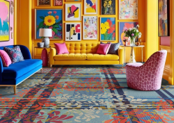 Plaid carpet with Philippine-inspired patterns from Brintons