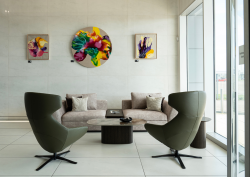 Danish design chairs in the Harrods aviation lounge, by BoConcept