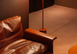 brown leather armchair at Hôtel Borsari