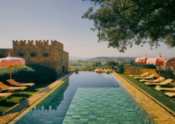 Blue tiled infinity pool at Casa Newton