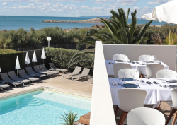 Balcony and pool area with BoConcept furniture