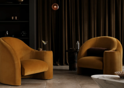 Stellar Armchair in mustard velvet