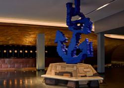 Blue anchor sculpture at Sea Containers London