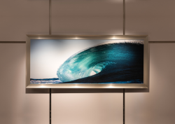 Close up of wave artwork on Luminara yacht designed by Tatiana Sheveleva