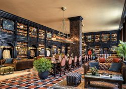 lobby with walls lined with university memorabilia at Graduate Princeton