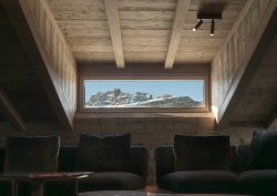 mountain view framed by window at Rosapetra Spa