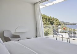 white on white with a view at the honeymoon suite at Radisson Resort Plaza Skiathos