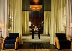 lobby lounge and seating with side drapes in Hotel Saint Augustine