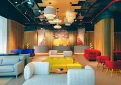 NH Collection dubai The Palm lobby with seating in primary colours
