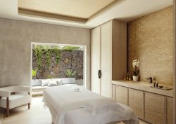 spa bed looking out over garden in One&Only Le Saint Géran