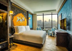 guestroom at Barcelo Orient with views over Jakarta