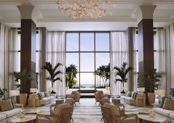otel lobby with chairs and palm trees in Ritz-Carlton-Key-Biscayne