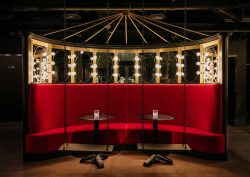 Ruby Lucy London red bar with swings and seating