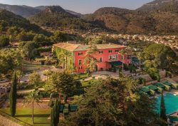 aerial view of hotel, pool and grounds of Son Net Mallorca