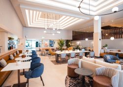 Designing a sense of arrival: Sheraton Heathrow’s transformed lobby lounge with lights by Northern Lights