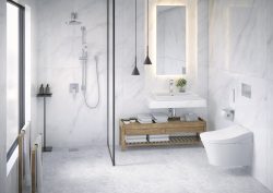 white bathroom design with TOTO washlet