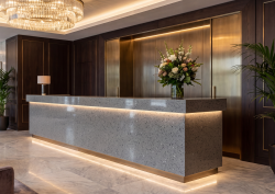 Solid surface worktop from Velstone in hotel Cosmic Asher