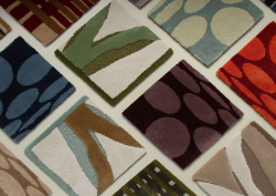 flat lay carpet samples from new collection from Richard Allan London and Roger Oates