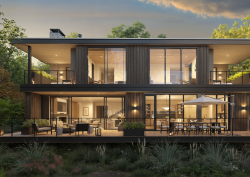 external view of facade with evening lighting internally One&Only in Hudson Valley