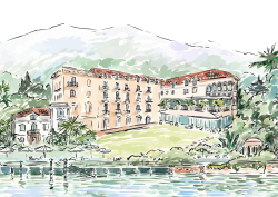 artists drawing of planned Raffles Hotels & Resorts for Lake Como