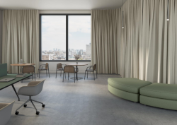 floor to ceiling windows with curtains in sheer fabric from Sekers