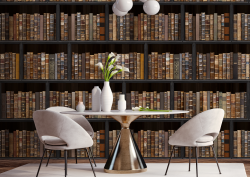 Biblioteca wallpaper from Newmor imitating antique books and bookshelf