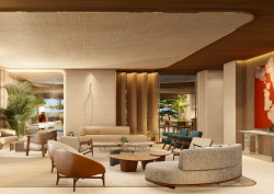 render of hotel lobby in the transformation of Sofitel Rio de Janeiro Ipanema into the brand’s first flagship hotel in Brazil