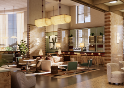 lobby design for Hoxton Dubai render